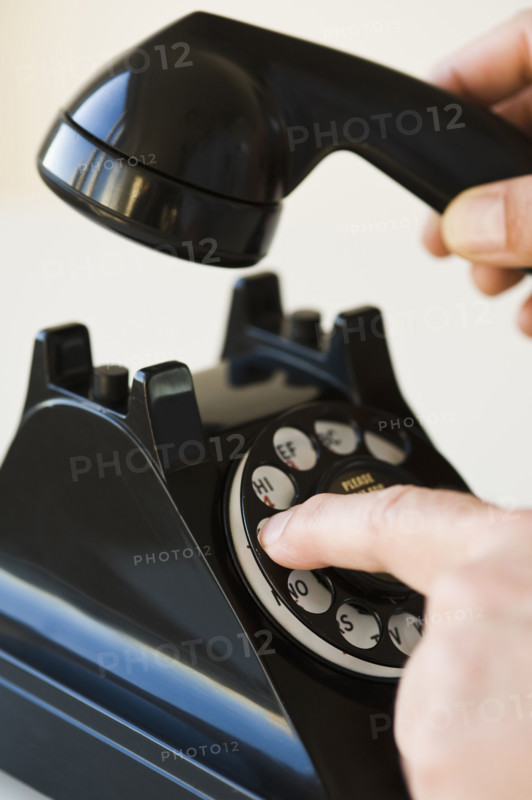 Hand dialing rotary telephone.