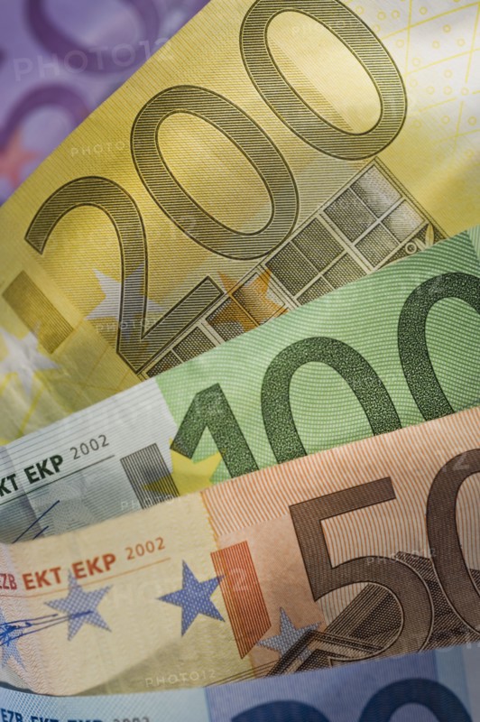 Assorted euro notes.