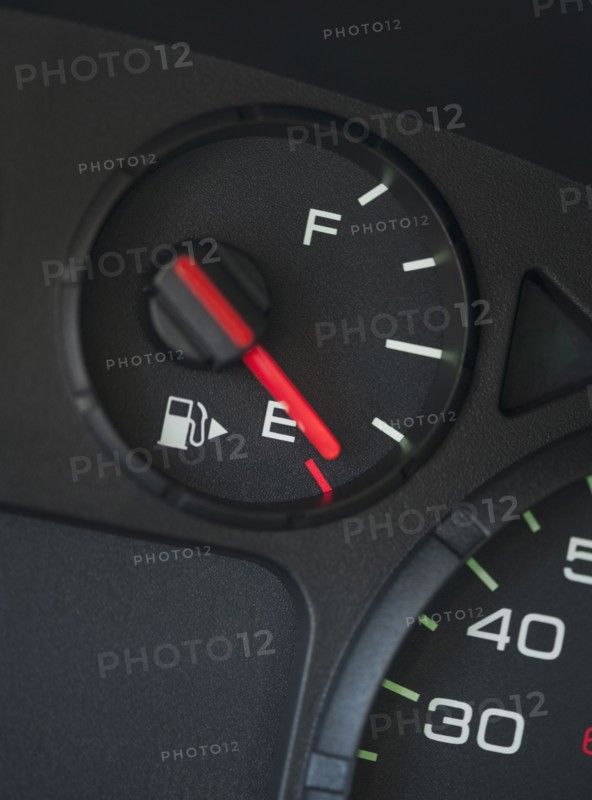 Close up of fuel gauge.