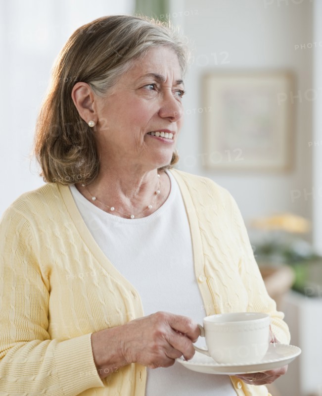 Senior woman drinking tea.