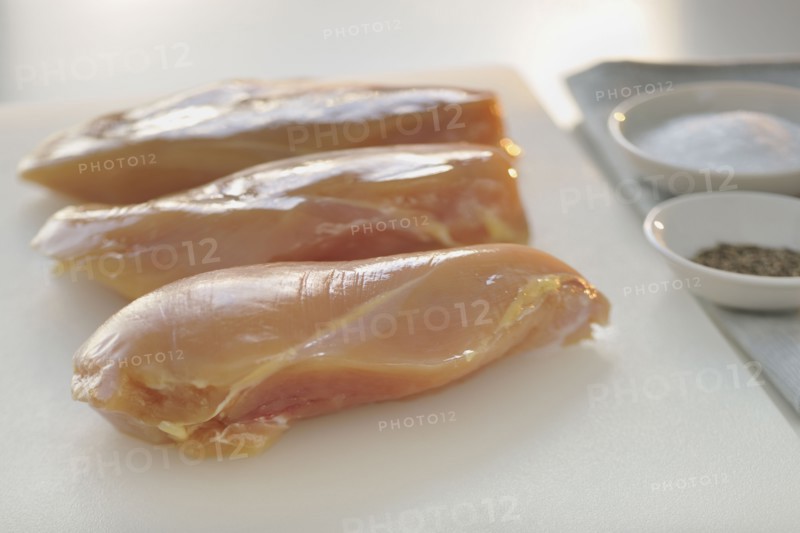 Raw chicken breasts.