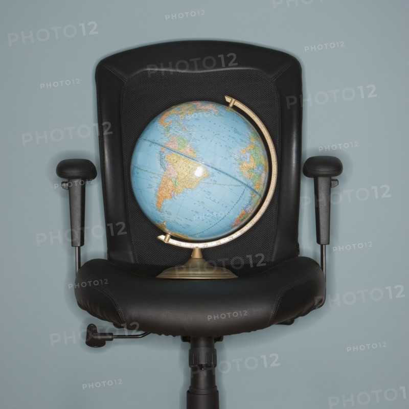 Globe on office chair.