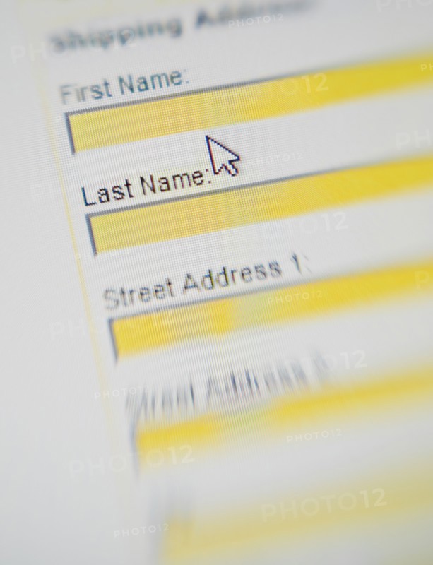 Close up of internet security form.