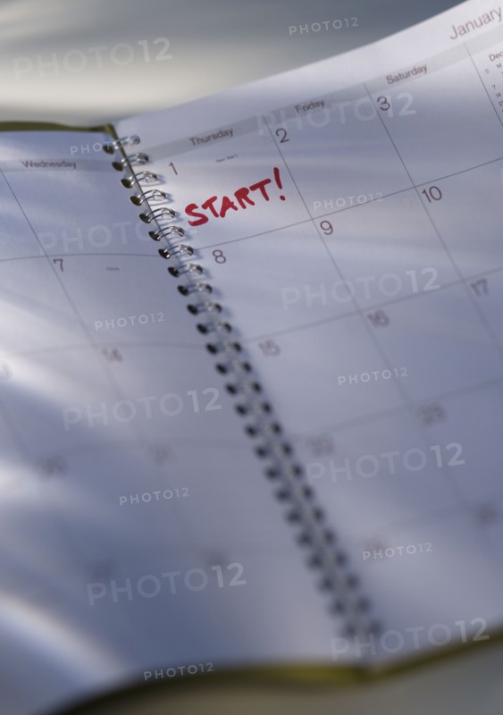 January first marked on calendar.