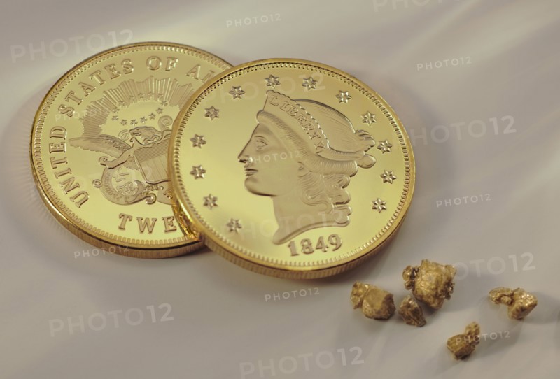 Gold coins and nuggets.