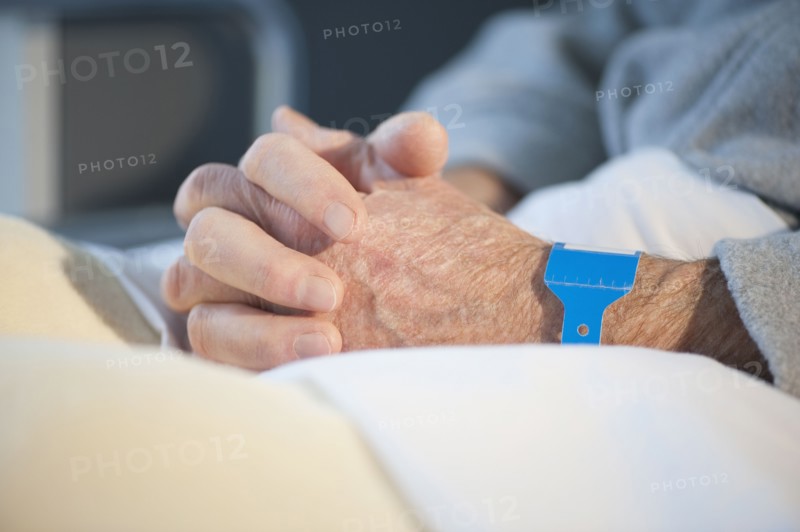 Close up of senior man in hospital.