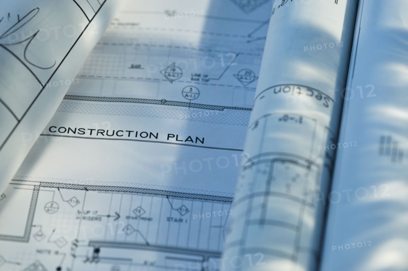 Close up of blueprints. Photographe : Daniel Grill