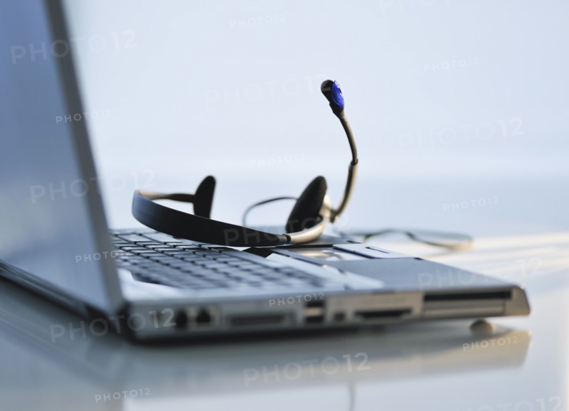 Headset on laptop.
