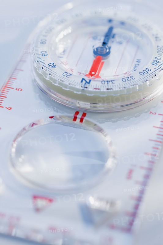Close up of compass.