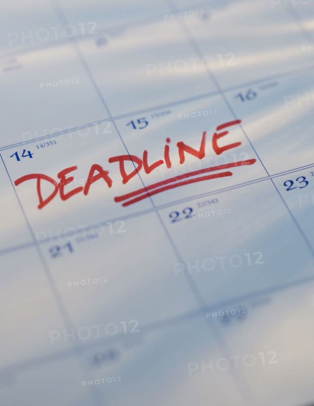 Deadline written on calendar.