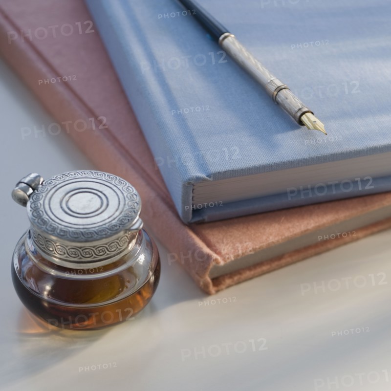 Antique pen, ink and journals.