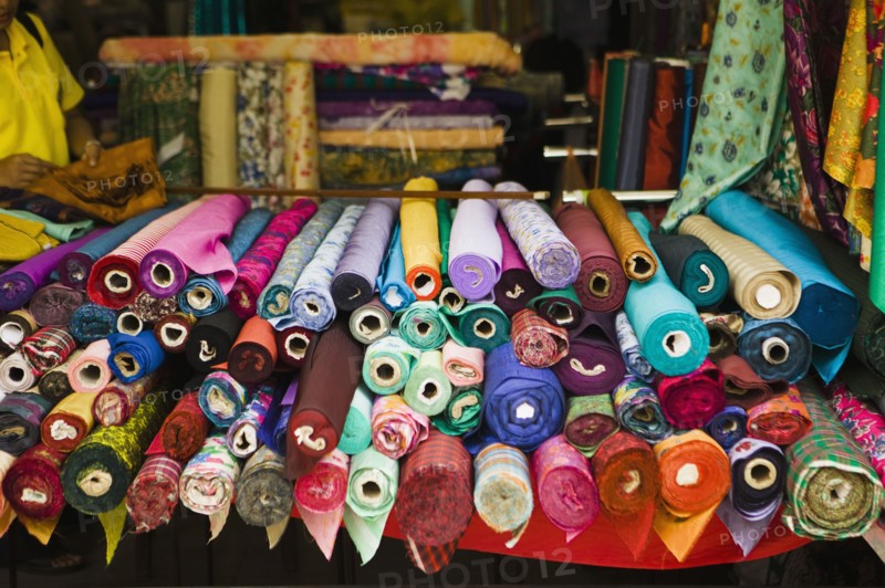Bolts of colourful fabric