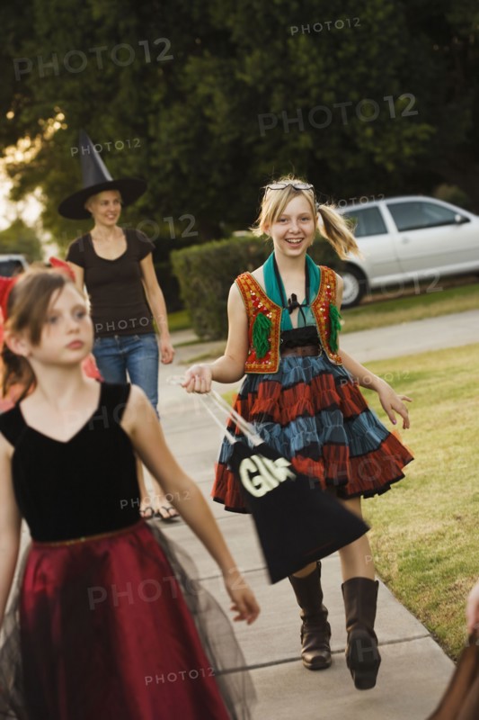 Girls trick or treating