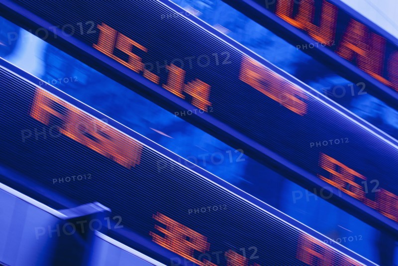 Stock ticker in Times Square, New York City, New York, USA. Photographe : Daniel Grill