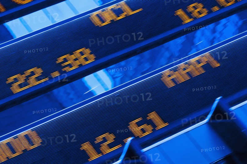 stock ticker in Times Square, New York City, New York, USA. Photographe : Daniel Grill