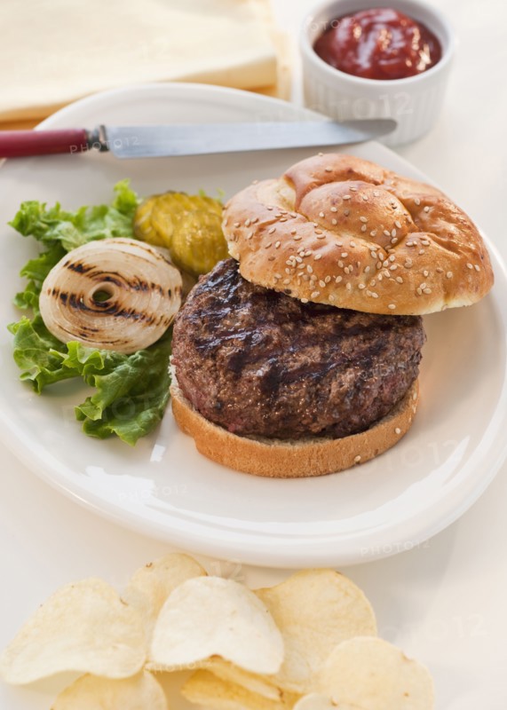 Studio shot of hamburger.