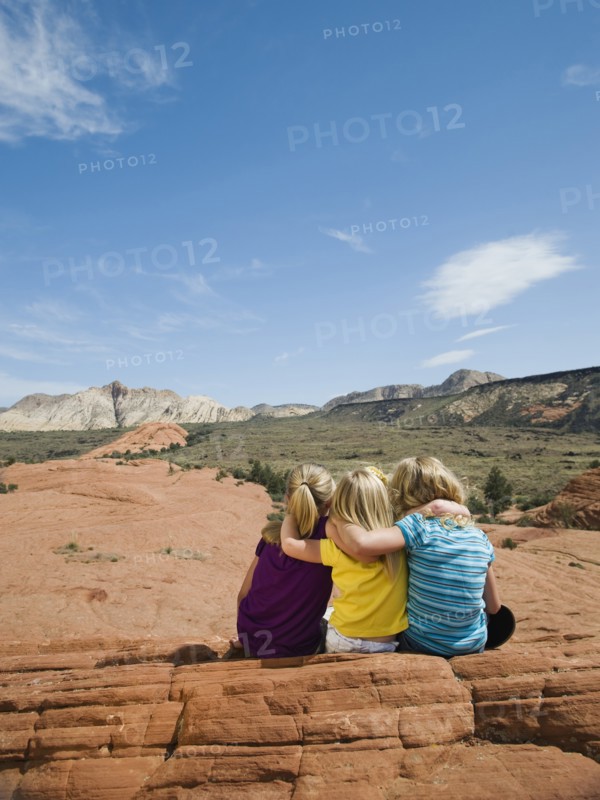 A mother and two kids at Red Rock