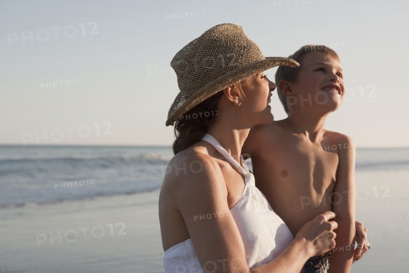 Mother and son at the beach