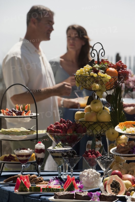 A buffet table at a party