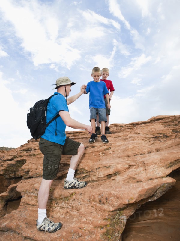 A father and two sons at Red Rock