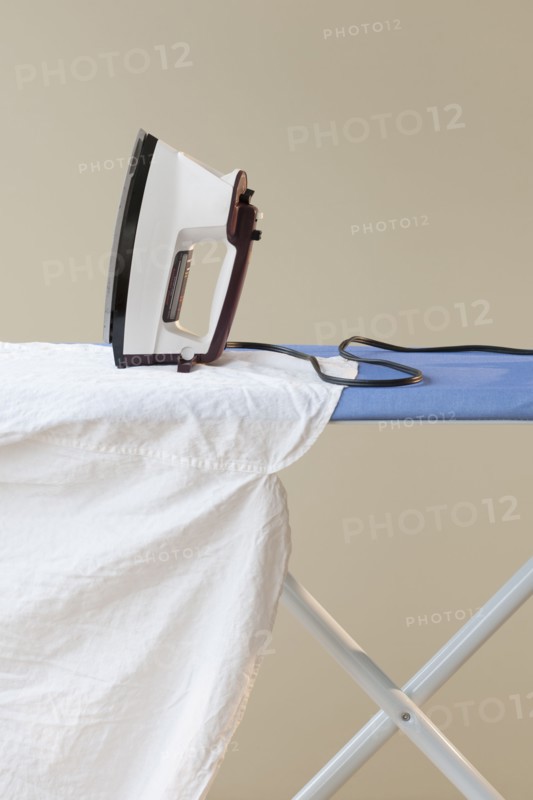 An ironing board with an iron.