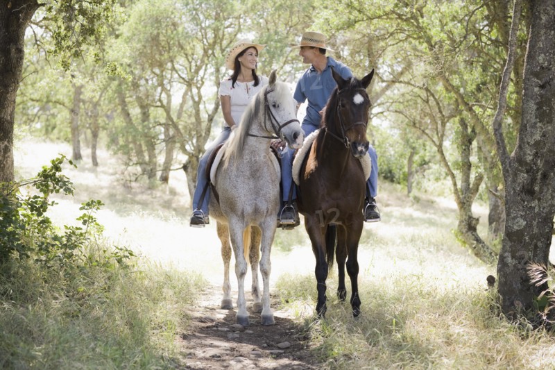 A couple riding horses