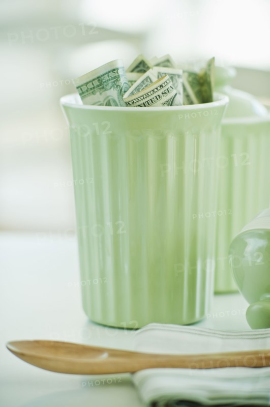 A jar with money in it.
