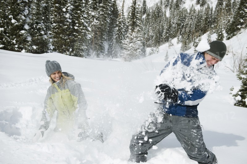 A couple outdoors in the snow
