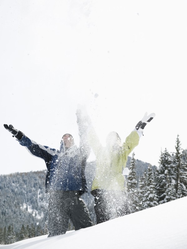 A couple outdoors in the snow