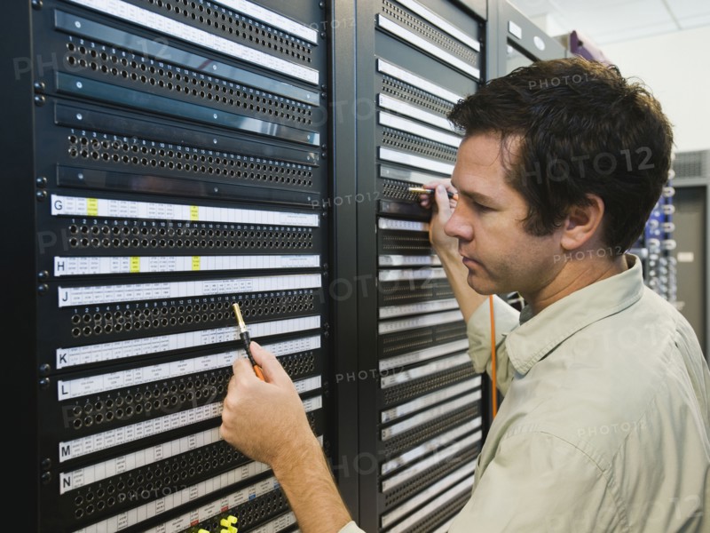 Man working in data center