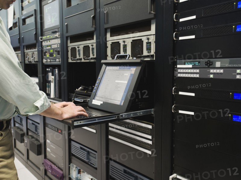 Man working in data center