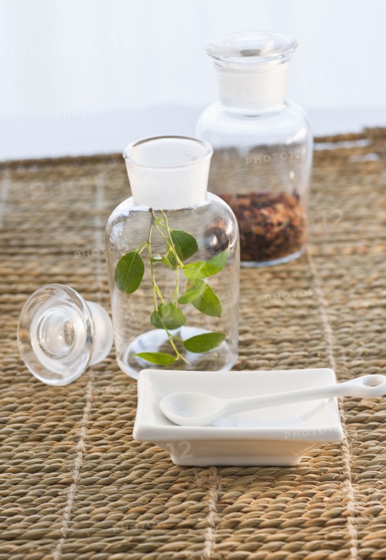 Bottles of herbs.