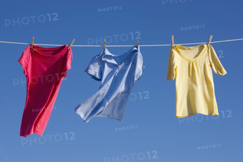 Shirts on clothes line