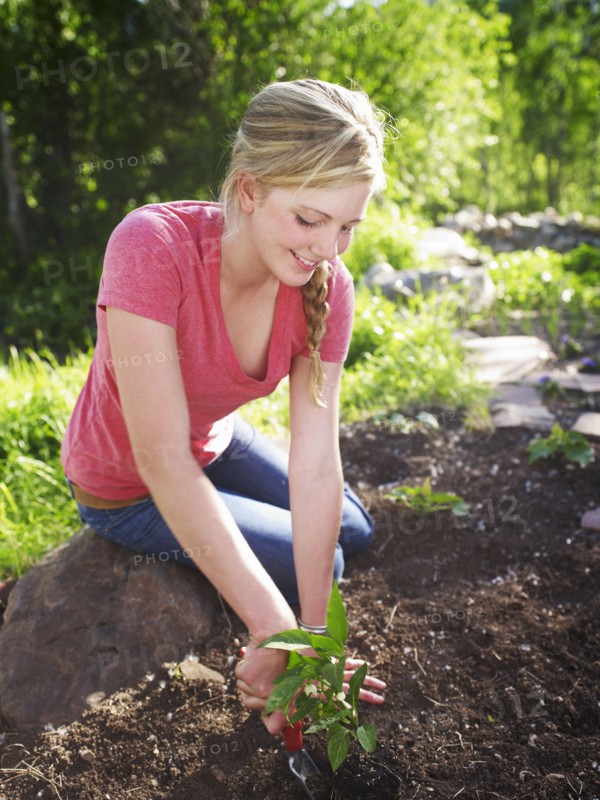 Woman working in garden