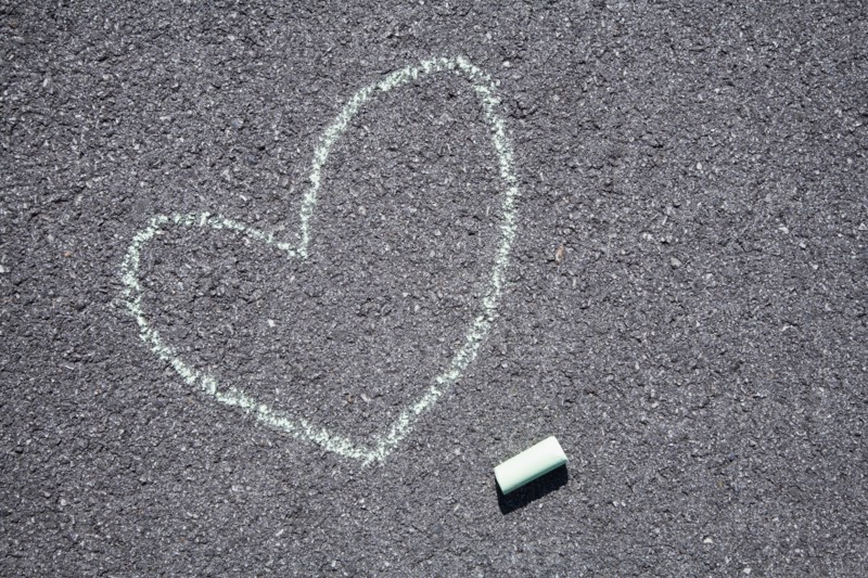 Heart on pavement
