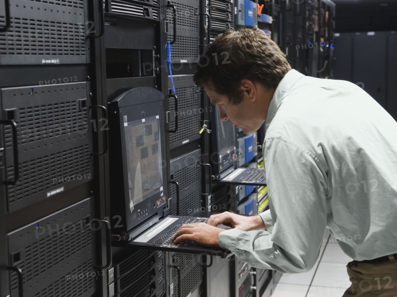 Man working in data center