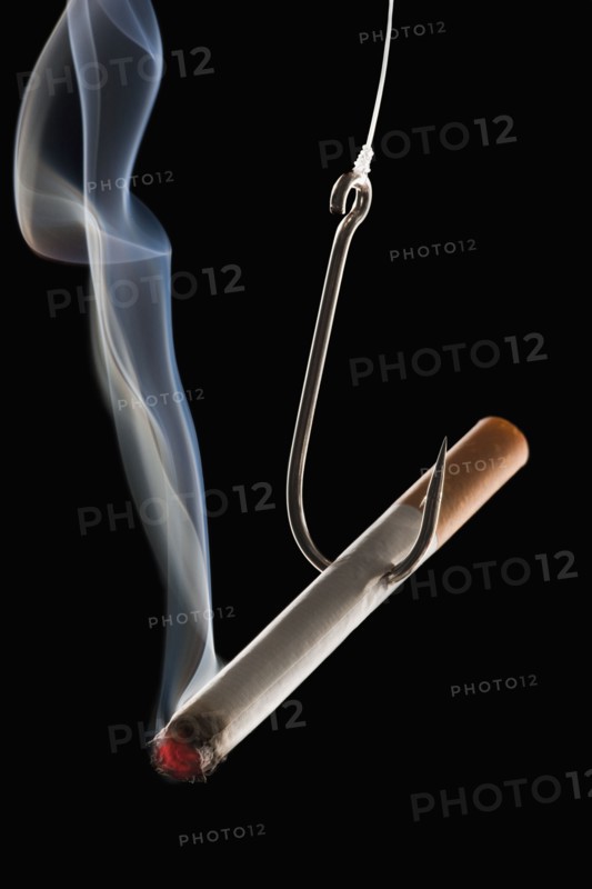 Cigarette with fishing hook