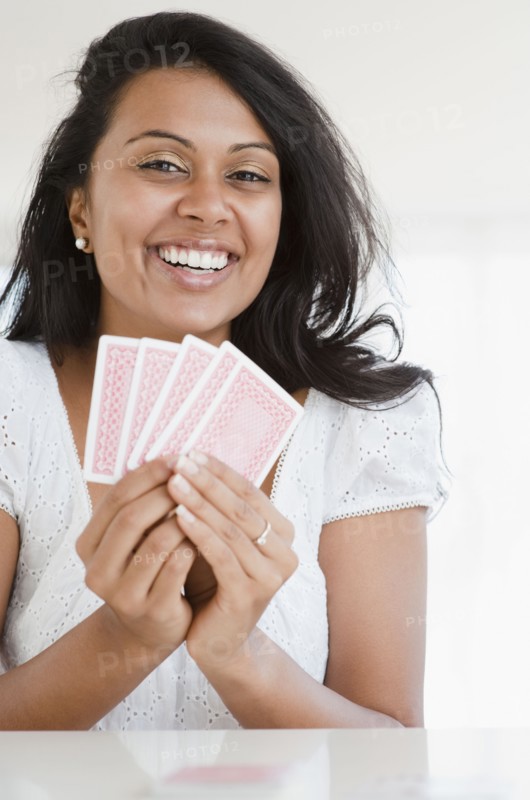 Woman playing cards