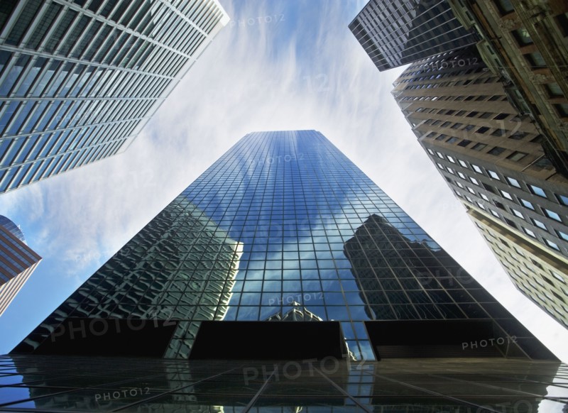 View from below skyscrapers