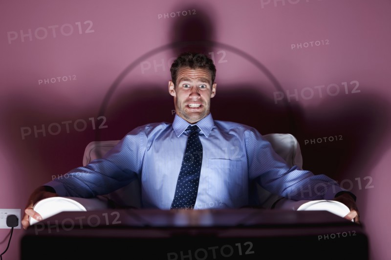 Man with frightened expression