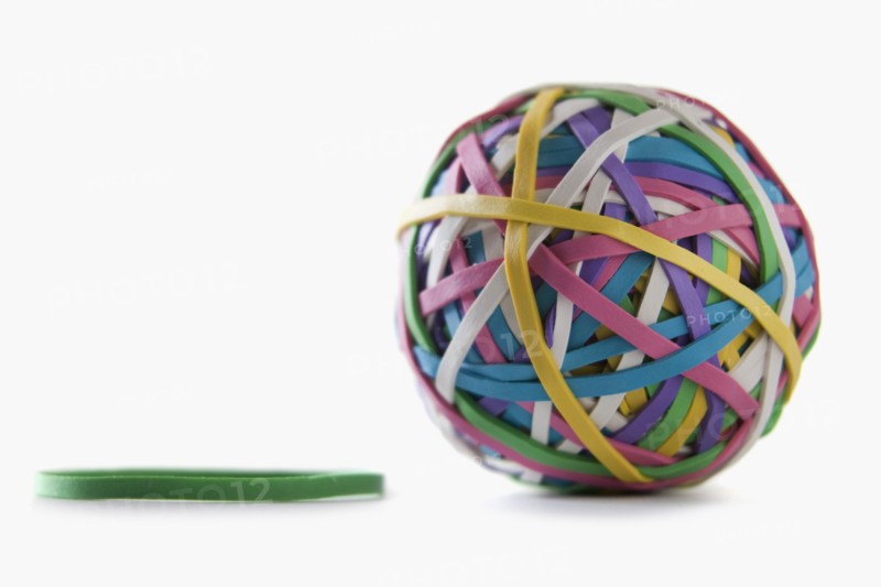 Ball of colorful rubberbands
