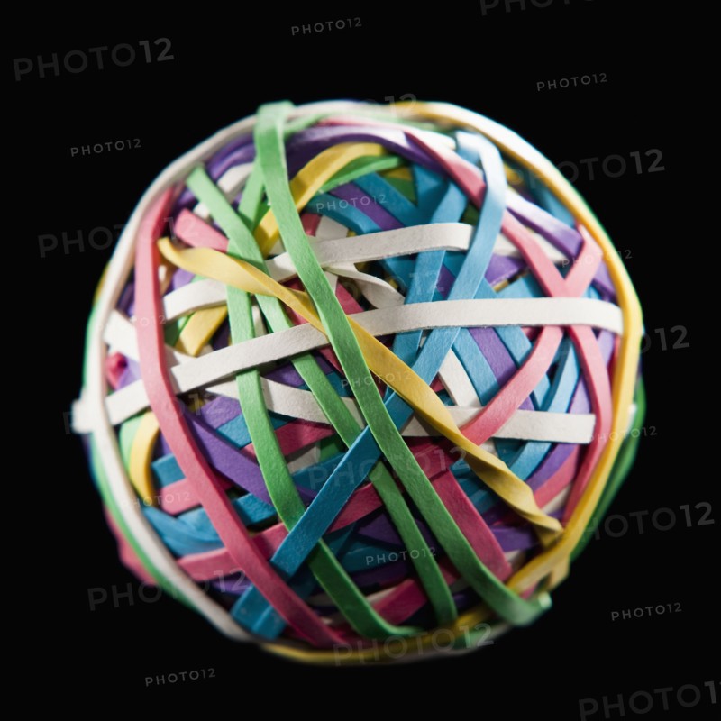 Ball of colorful rubberbands