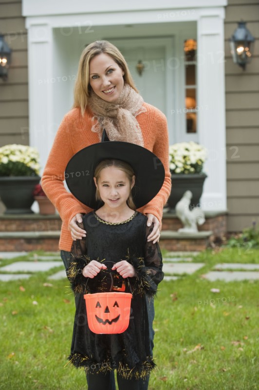 Girl dressed as witch.