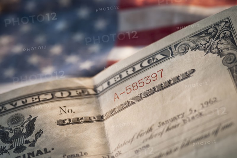 American currency and flag.