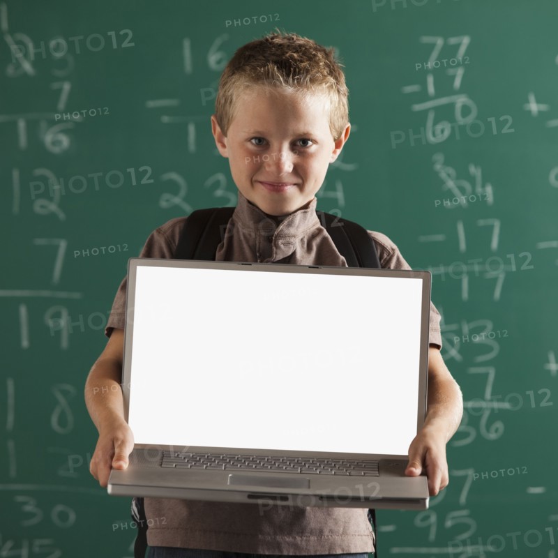 Student holding laptop