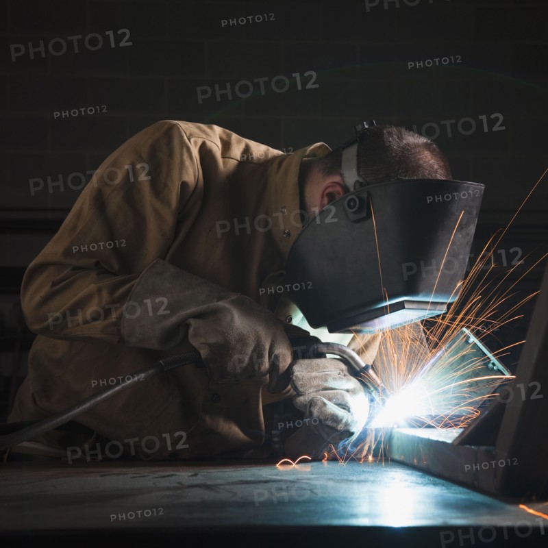 Steel worker in metal shop