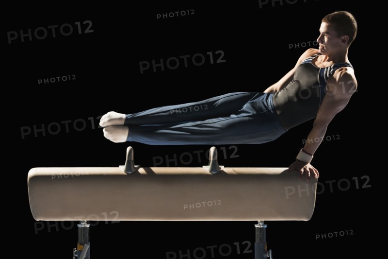 Gymnast on pommel horse