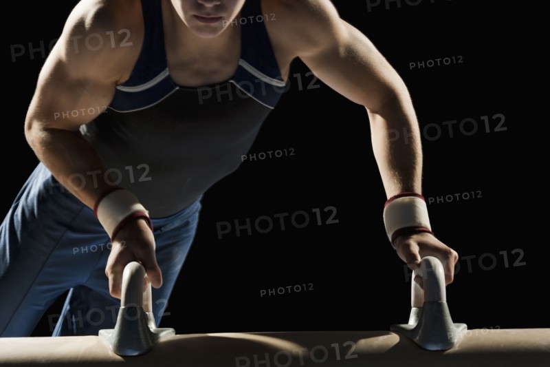 Gymnast on pommel horse