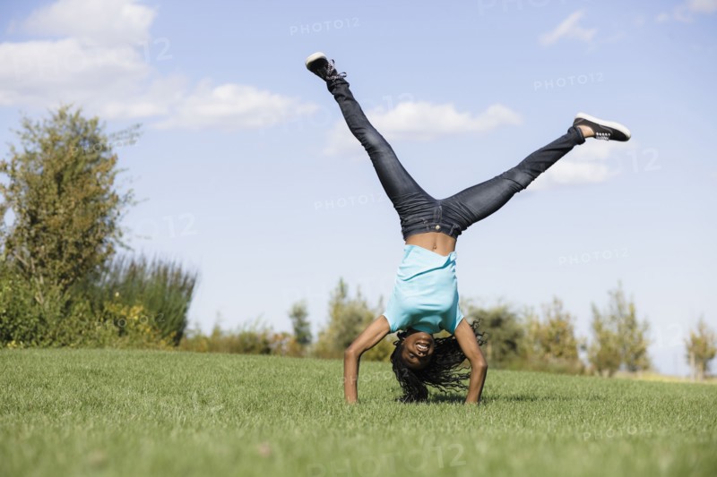 Girl doing handstand