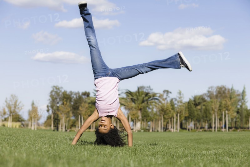 Girl doing handstand